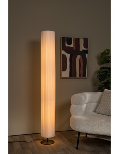 Lucide - Fold - Lampadaire  abat-jour soie plissée diam. 20 cm - 3xE27