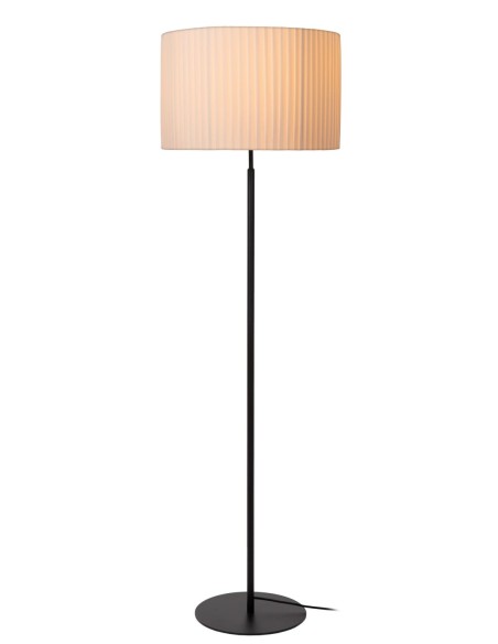 Lampadaire métal noir abat-jour satin plissé - E27 - Lucide  - Fold