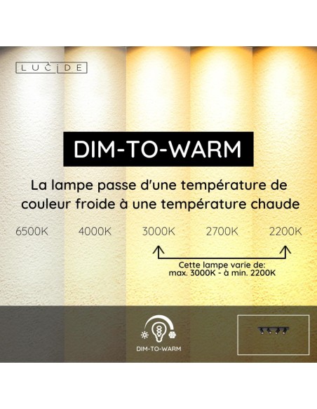 Spot plafond LED Dim to warm GU10 4x5W 2200K/3000K Noir- Lucide XYRUS