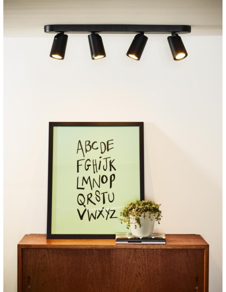 Spot plafond LED Dim to warm GU10 4x5W 2200K/3000K Noir- Lucide XYRUS
