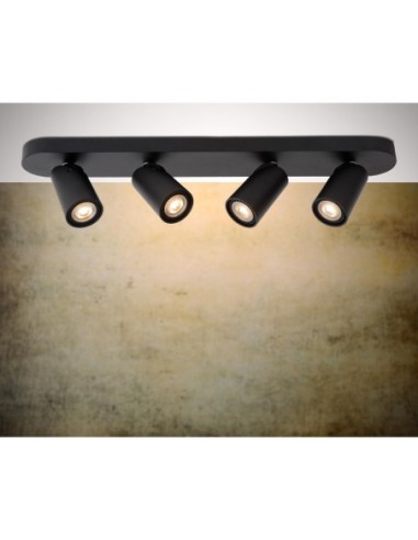 Spot plafond LED Dim to warm GU10 4x5W 2200K/3000K Noir- Lucide XYRUS
