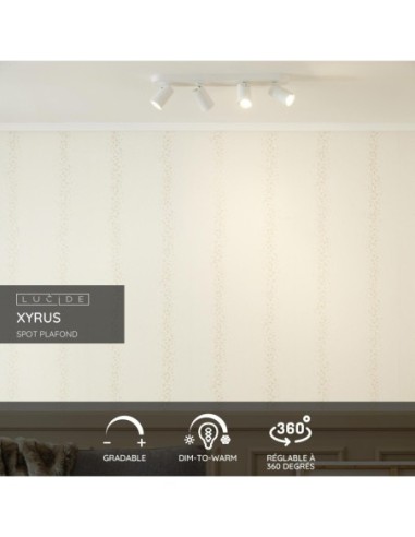 Lucide -  Xyrus - Spot plafond Led Dim to warm  4x5W 2200K/3000K blanc - fiche technique