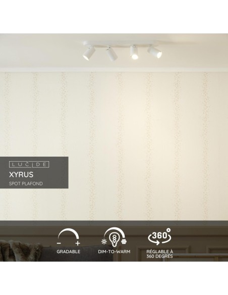 Lucide -  Xyrus - Spot plafond Led Dim to warm  4x5W 2200K/3000K blanc - fiche technique
