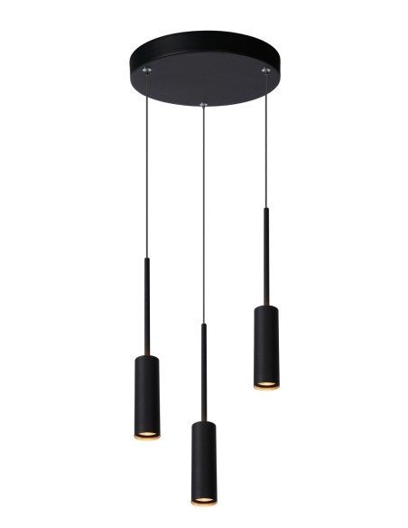 Suspension Led Diam. 26 cm 3x7W 733LM 2700K Noir - Lucide - Tubule