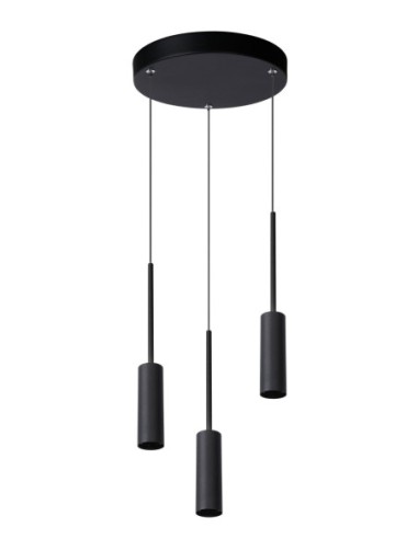 Suspension Led Diam. 26 cm 3x7W 733LM 2700K Noir - Lucide - Tubule