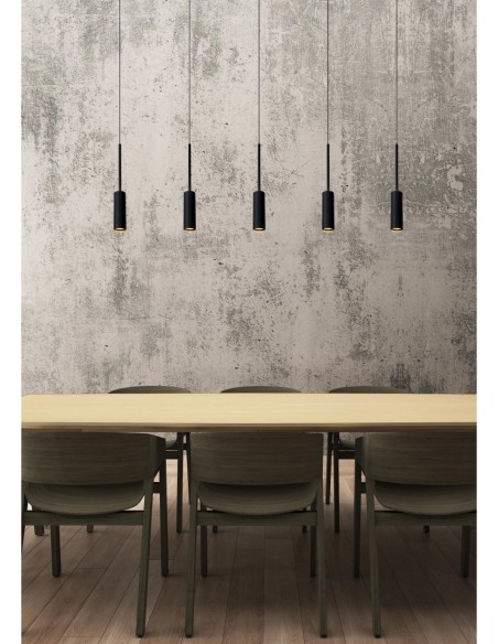 Suspension LED 5x7W 2700K, 500 LM, IP20, 230 V,Noir - Lucide - Tubule