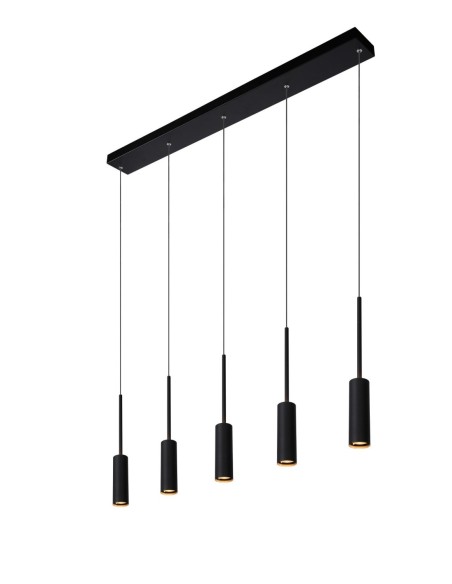 Suspension LED 5x7W 2700K, 500 LM, IP20, 230 V,Noir - Lucide - Tubule