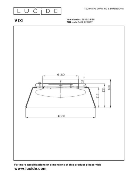Lucide VIXI Plafonnier Diam. 35 cm LED Dim. 1x17,6W 2900K Fume | Deko Light