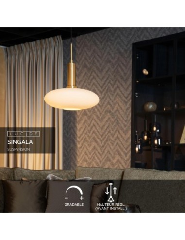 Lucide SINGALA Suspension Diam. 30 cm 1xE27 Or Mat / Laiton | Deko Light