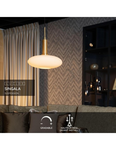 Lucide SINGALA Suspension Diam. 30 cm 1xE27 Or Mat / Laiton | Deko Light