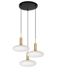 Suspension Led métal or mat verre opalin ronde 3xE27 - Lucide - Singala 2