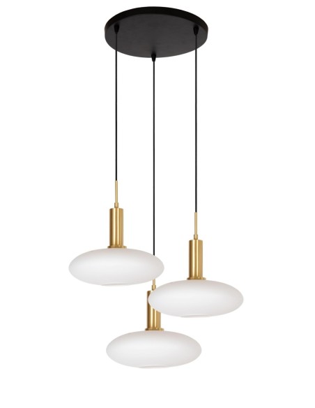 Lucide - Singala - Suspension Led métal or mat verre opalin ronde 3xE27