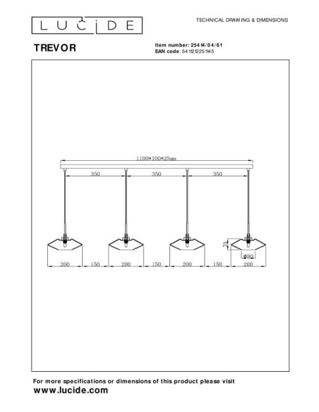 Lucide TREVOR Suspension 4xG9 Opalin | Deko Light