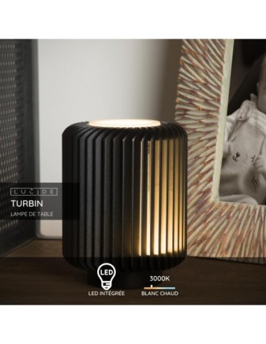 Lucide TURBIN Lampe de table Diam. 10,6 cm LED 1x5W 3000K Noir | Deko Light