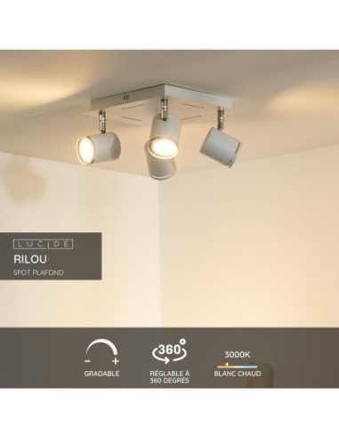 Lucide - Rilou - Plafonnier Led dimmable 4xGU10 - fiche technique