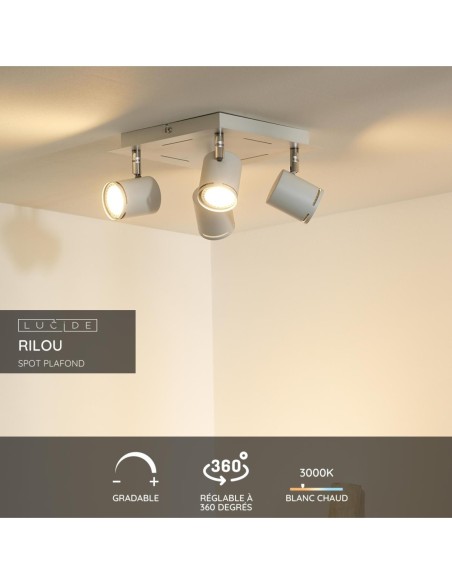 Lucide - Rilou - Plafonnier Led dimmable 4xGU10 - fiche technique