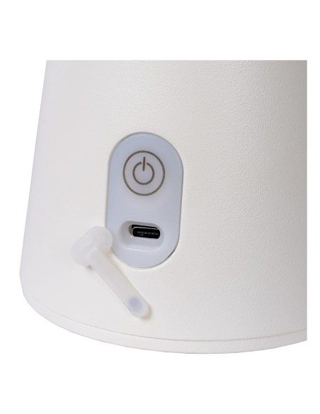 La Donna de Lucide - Lampe de table autonome étanche blanc Mat  - rechargeable sur prise USB