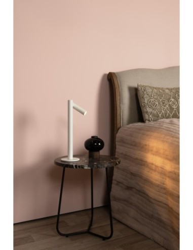 Lucide ANTRIM Lampe de table Rechargeable Int/Ext Batt/Piles LED Dim. 1x2,2W 2700K IP54 Avec station de charge sans fil Blanc |