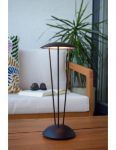 Lampe de table autonome + station de charge Noir Mat - Lucide - Renee 2