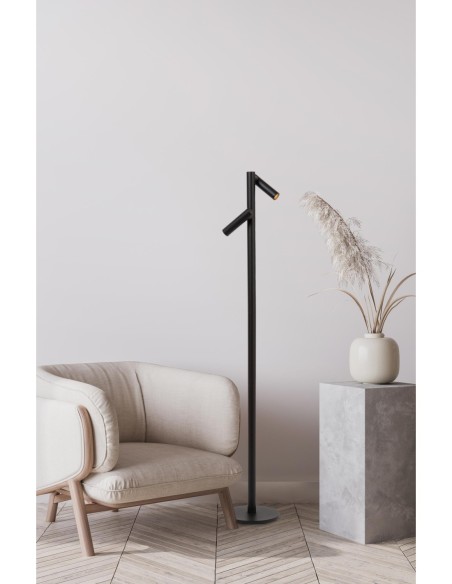 Lucide ANTRIM Lampadaire/lampe de lecture Rechargeable Int/Ext Batt/Piles 1x2,2W 2700K IP54 + station de charge sans fil Noir |
