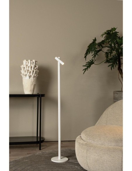 Lucide ANTRIM Lampadaire/lampe de lecture Rechargeable Int/Ext Batt/Piles 1x2,2W 2700K IP54 + station de charge sans fil Blanc |