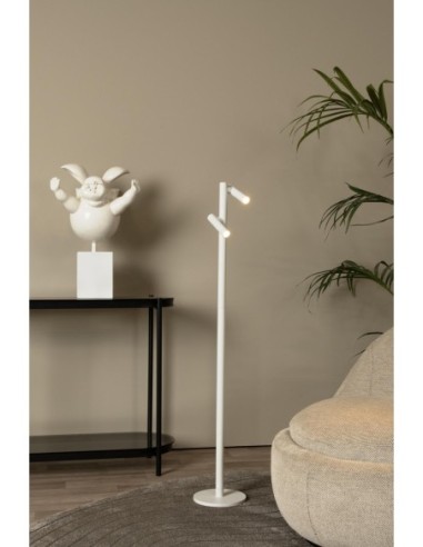 Lucide ANTRIM Lampadaire/lampe de lecture Rechargeable Int/Ext Batt/Piles 2x2,2W 2700K IP54 + station de charge sans fil Blanc |