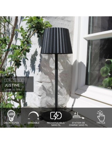 Lucide - Justine - Lampe de table autonome étanche noir Mat - fiche technique