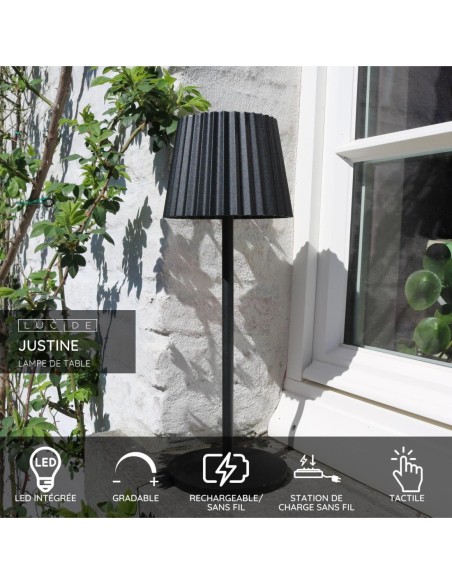 Lucide - Justine - Lampe de table autonome étanche noir Mat - fiche technique