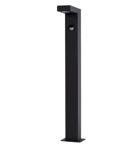 Lucide - Texas - Potelet extérieur, 3000K, 400 lumens, détecteur, IP54 - capteur de lumière et temps d'allumage réglables