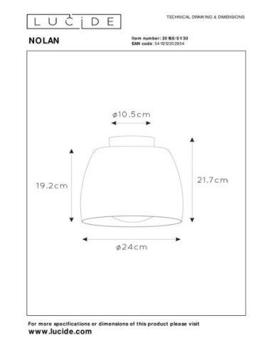 Plafonnier Led Diam. 24 cm 1xE27 60 W Noir / Or mat - Lucide - Nolan
