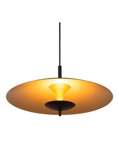 Vulcan de Lucide - Suspension Diam. 47 cm Led Dim.3000K Noir et doré - hauteur réglable