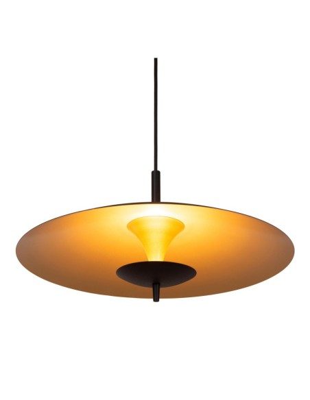 Vulcan de Lucide - Suspension Diam. 47 cm Led Dim.3000K Noir et doré - hauteur réglable