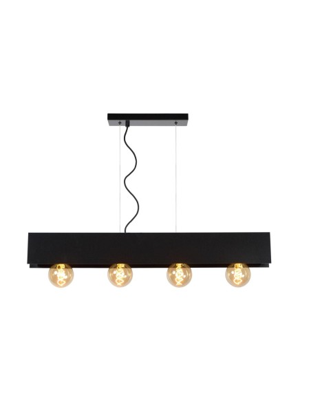Suspension Dimmable 4xE27 60W Acier Noir - Lucide - Surtus