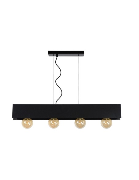 Suspension Dimmable 4xE27 60W Acier Noir - Lucide - Surtus