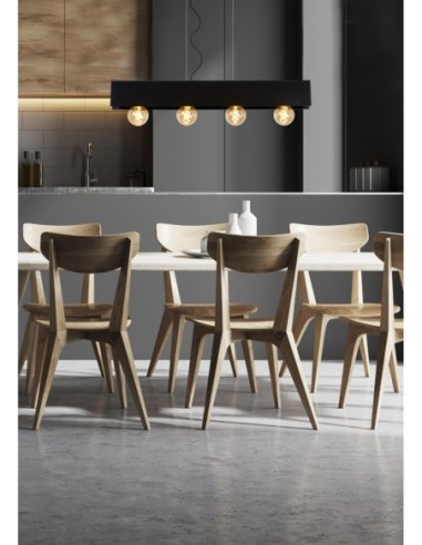 Suspension Dimmable 4xE27 60W Acier Noir - Lucide - Surtus