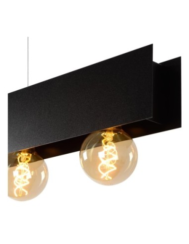 Suspension Dimmable 4xE27 60W Acier Noir - Lucide - Surtus
