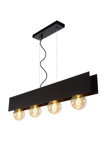 Suspension Dimmable 4xE27 60W Acier Noir - Lucide - Surtus