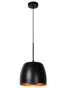 Suspension Led Diam. 24 cm 1xE27  Noir / Or mat - Lucide - Nolan