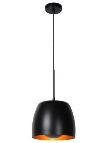 Suspension Led Diam. 24 cm 1xE27  Noir / Or mat - Lucide - Nolan
