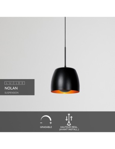 Lucide NOLAN Suspension Diam. 24 cm 1xE27 Noir | Deko Light
