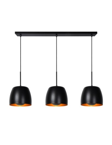 Suspension contemporaine métal noir3xE27  - Lucide - Nolan