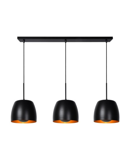 Suspension contemporaine métal noir3xE27  - Lucide - Nolan