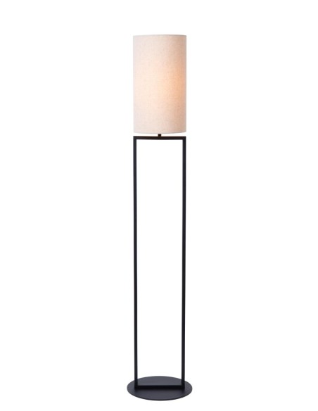 Lampadaire métal abat-jour coton crème - E27 - Lucide  - Herman