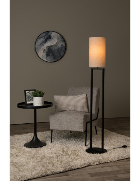 Herman  de Lucide  - Lampadaire métal abat-jour coton crème - E27
