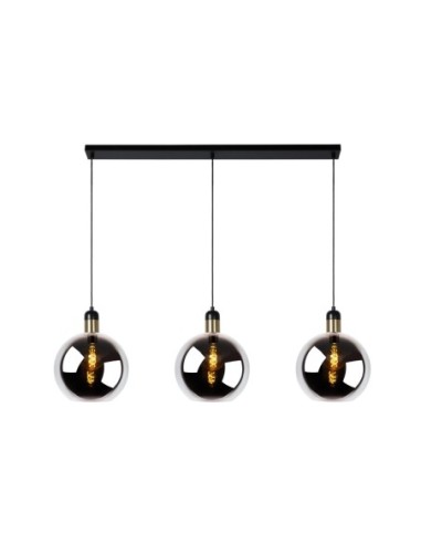 Suspension 3xE27 25W IP20 Dim. Verre et Métal Fumé - Lucide - Julius