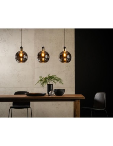 Suspension 3xE27 25W IP20 Dim. Verre et Métal Fumé - Lucide - Julius