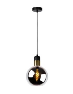 Suspension Diam. 20 cm 1xE27 40W Verre Fume/ Or mat - Lucide - Julius