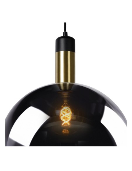 Suspension Diam. 20 cm 1xE27 40W Verre Fume/ Or mat - Lucide - Julius