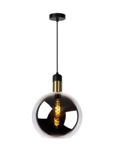Suspension Diam. 28 cm 1xE27 40W Verre Fume et Noir - Lucide - Julius