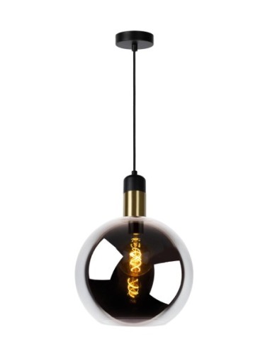 Suspension Diam. 28 cm 1xE27 40W Verre Fume et Noir - Lucide - Julius